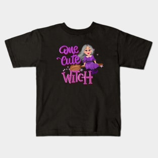 One cute witch in a broom Kids T-Shirt